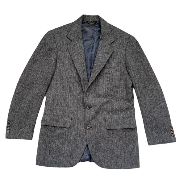 Vintage | Brown Grey 100% Wool Oversized Single Breasted Blazer - Picture 2 of 9